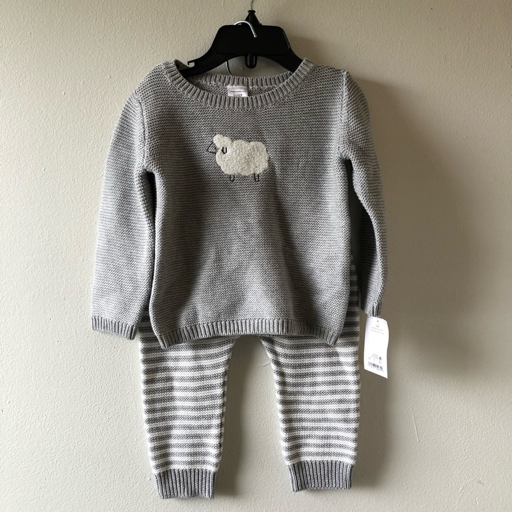 Carter’s Baby Gray Sheep Knit Sweater Set 12 M